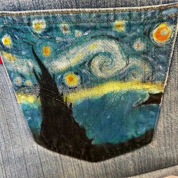 Levi Strauss Vintage Hand Painted Cut-Off Denim Shorts 569's Sz 31 - Picture 4 of 6